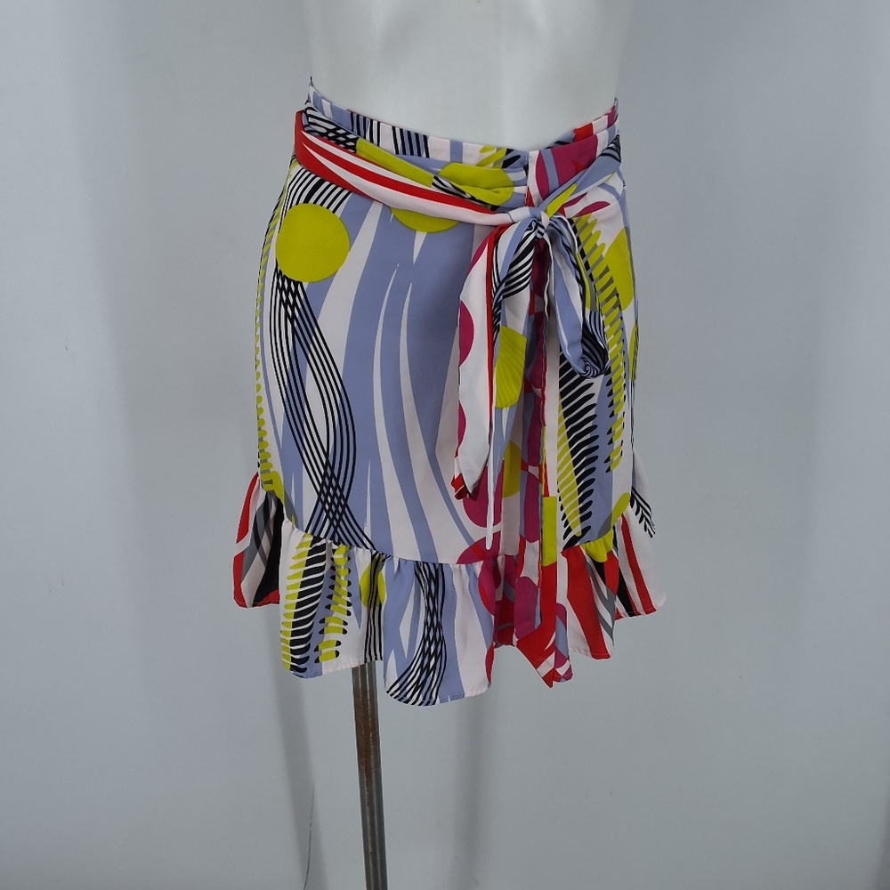 NYL9N APPAREL S/M Colorful Abstract WRAP Mini Skirt